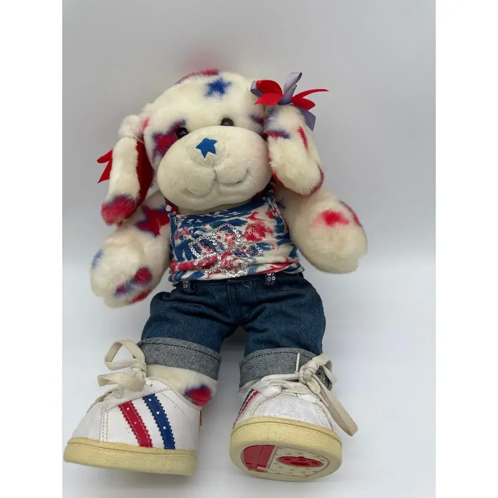 Build‎ A Bear Stars Puppy Dog Plush 4th of July Red White Blue USA Patriotic BAB